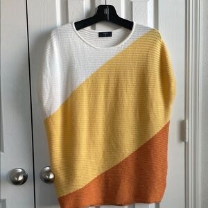 T Tahari Colorblock Sweater in Cream, Yellow, and Orange